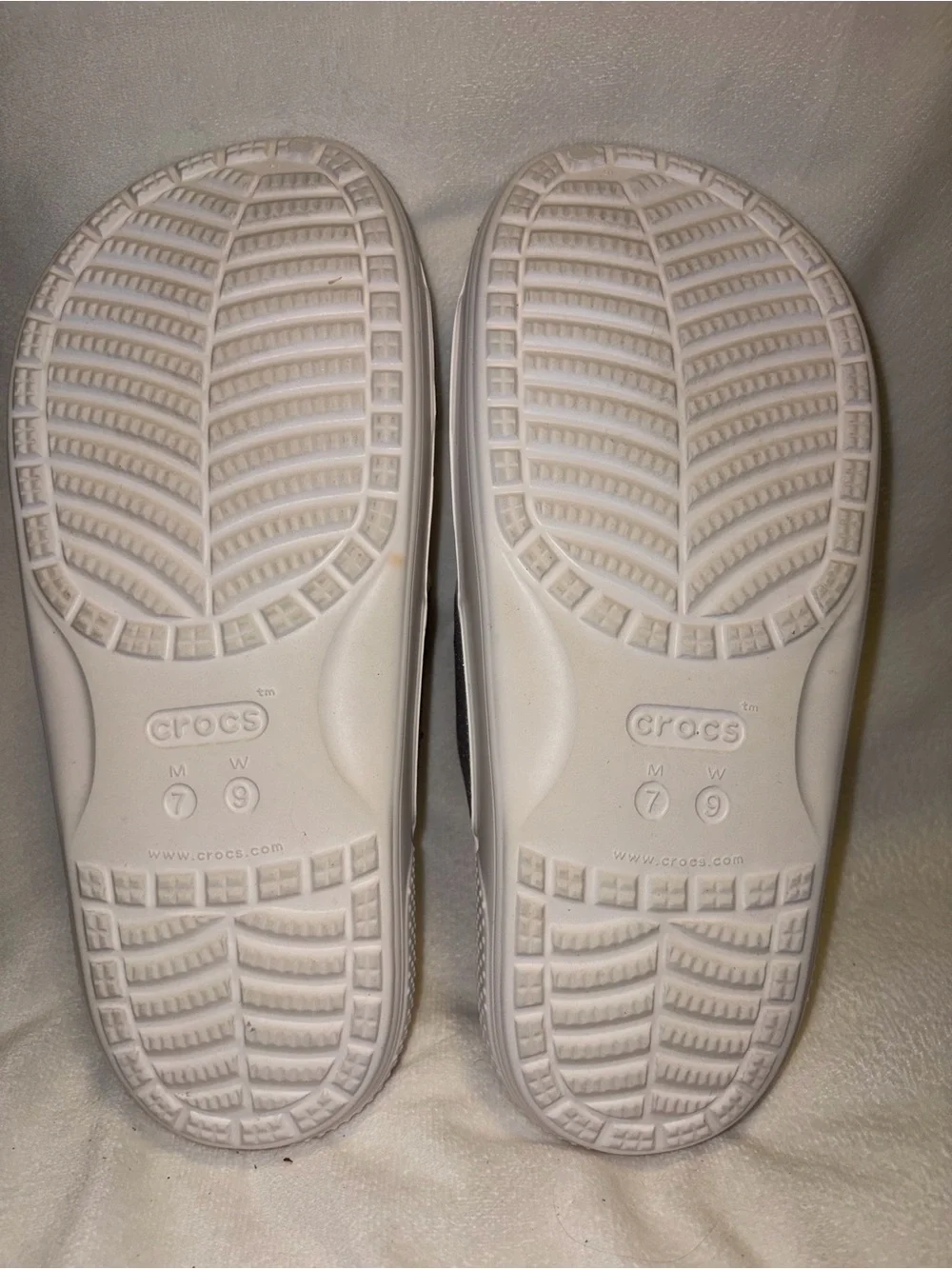 Crocs Women's Double Band Glitter Slide Sandals - White with Sparkle women size